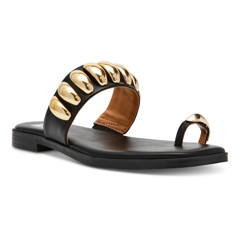 8.5 DV by Dolce Vita Moon  Black Slide Sandals with Gold Hardware